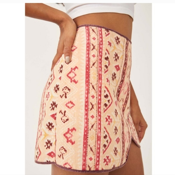 Free People Cleo Print Faux Wrap Cotton Skirt - Picture 2 of 10